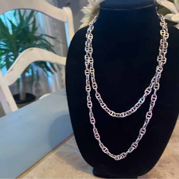 Stella & Dot Silver Tone Chainlink Long Necklace - Picture 1 of 9